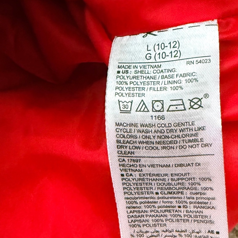 Old Navy Kids Grey Quilted Hooded Puffer Vest Red Lining Size L 10-12 - Picture 7 of 7